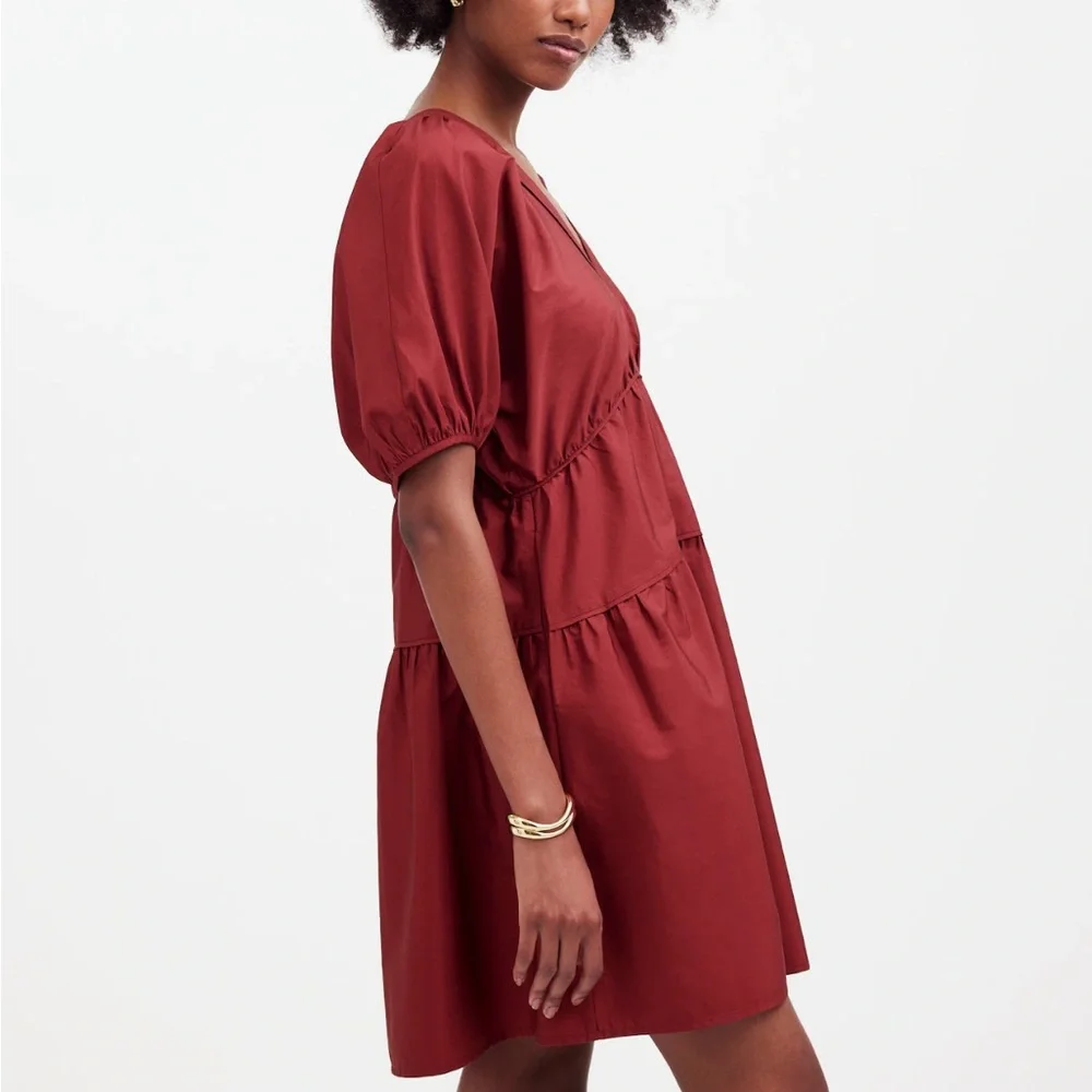 Madewell Puff-Sleeve Mini Dress in Poplin - Picture 4 of 6